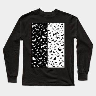 BLACK And White Halloween Black Bats Long Sleeve T-Shirt